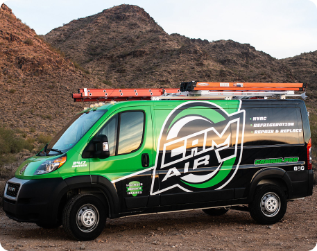 CAM Air van parked in arizona mountains